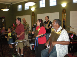 group of patients playing music